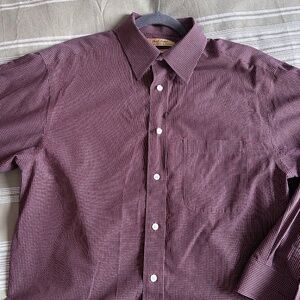 Maroon Men's Button-down Long-sleeved Shirt Roundtree & Yorke